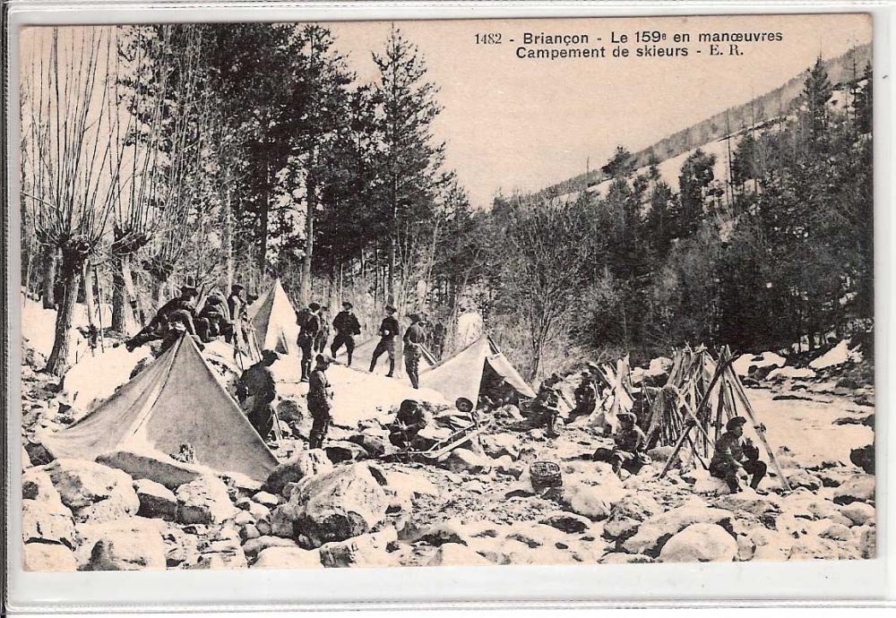 Briançon - Le 159° en Manoeuvres Campement de Skieurs