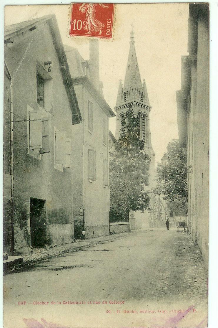 Gap Clocher de la Cathédrale et Rue du collège