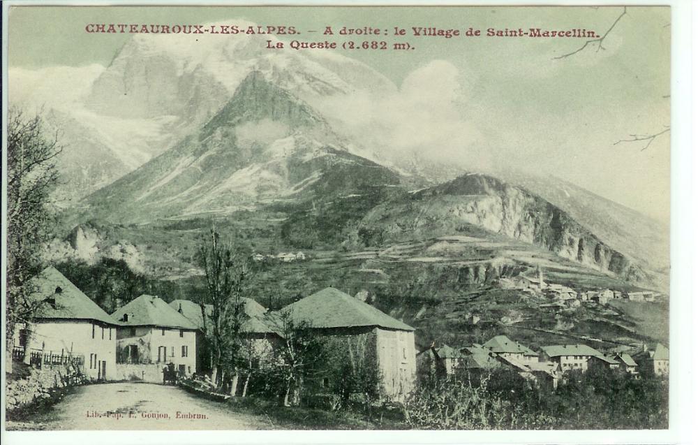 Chateauroux les Alpes - A droite: le village de Saint Marcellin.La Queste (2682m)