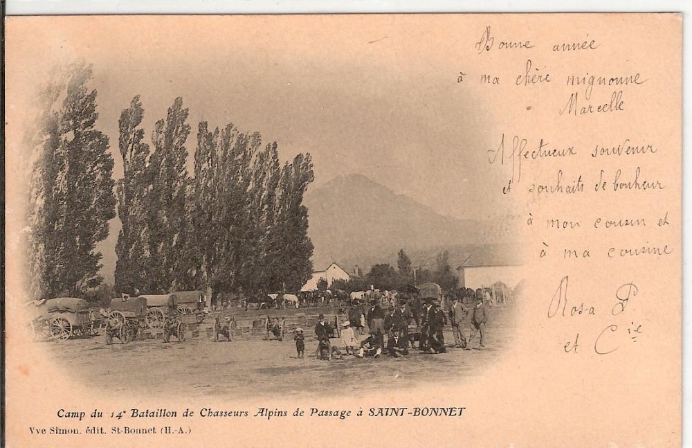 Camp du 14° Bataillon de chasseurs Alpins de Passage à Saint Bonnet