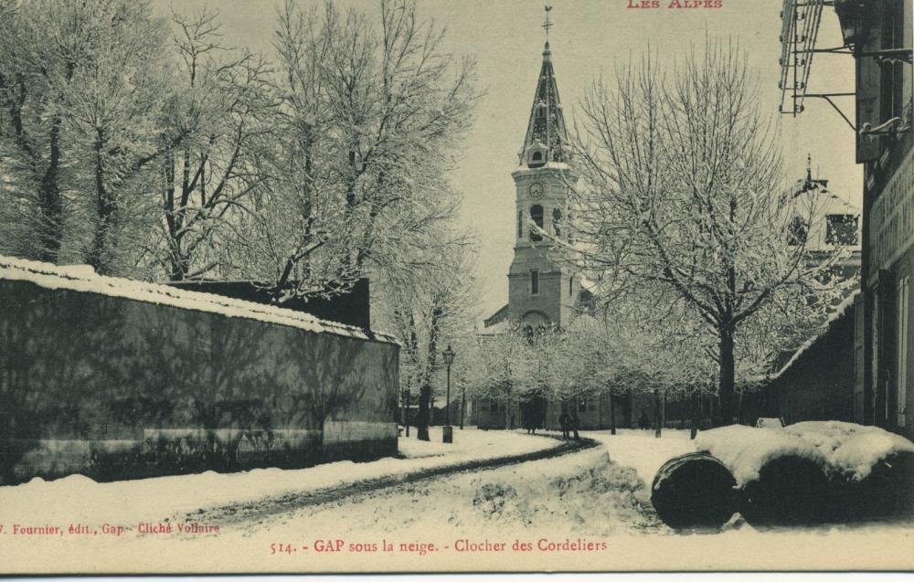 Gap sous la neige - Clocher des Cordeliers