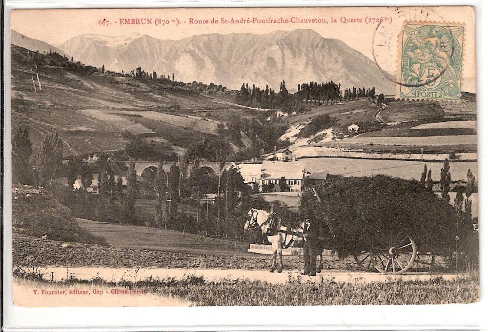 Embrun( 870m) - Route de Saint André, Pontfrache- Chauveton , la Queste (2726m)