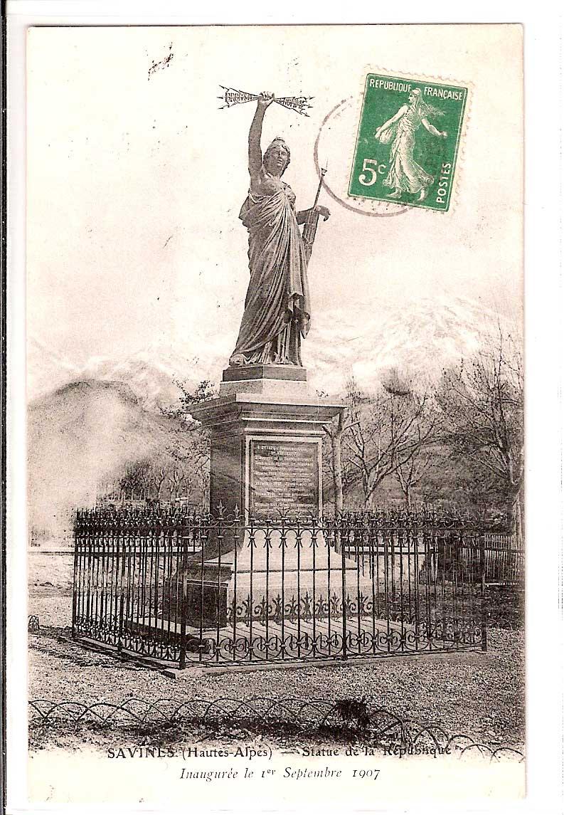 Savines - Statue de la République - Inaugurée le 1° Septembre 1907