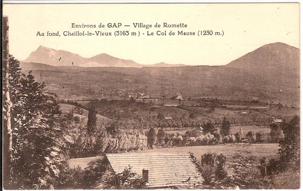 Environs de Gap - Village de Romette- Au Fond Chaillol le Vieux (3163m) et Col de Mause(1250m)