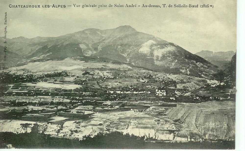 Chateauroux les Alpes - Vue Générale prise de St André- Au dessus, T de Soleil Boeuf (2816m)